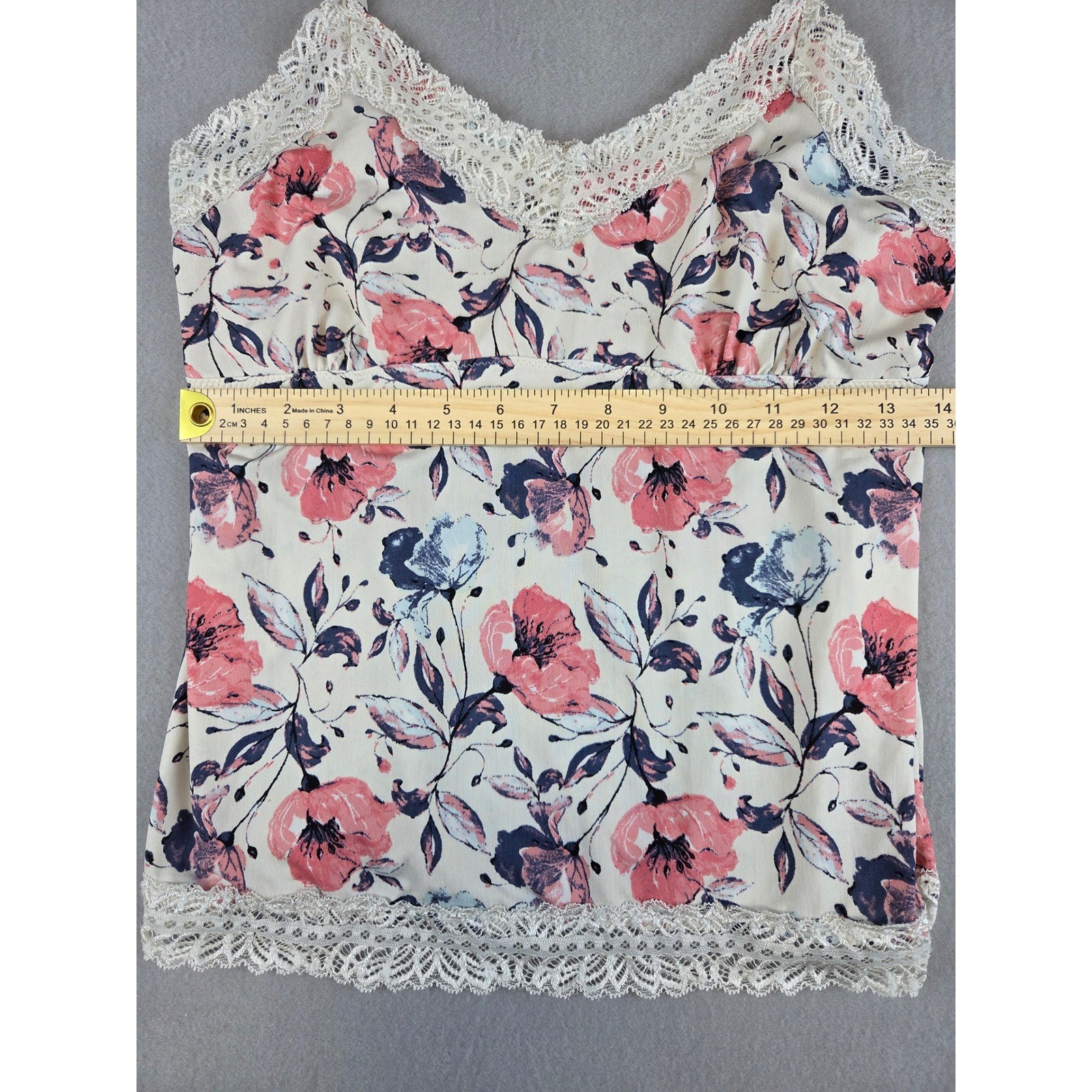 Floral Lace Trim Camisole Layering Tank Top Romantic Jessica Simpson Size Medium