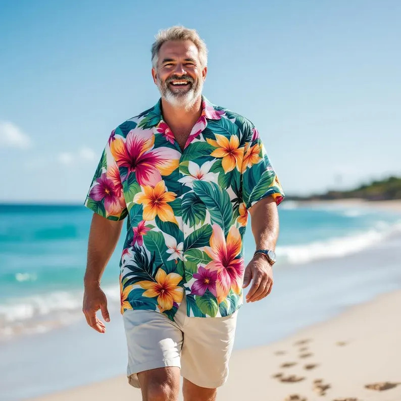 Floral Chest Tropical Summer Hawaiian Shirt V3