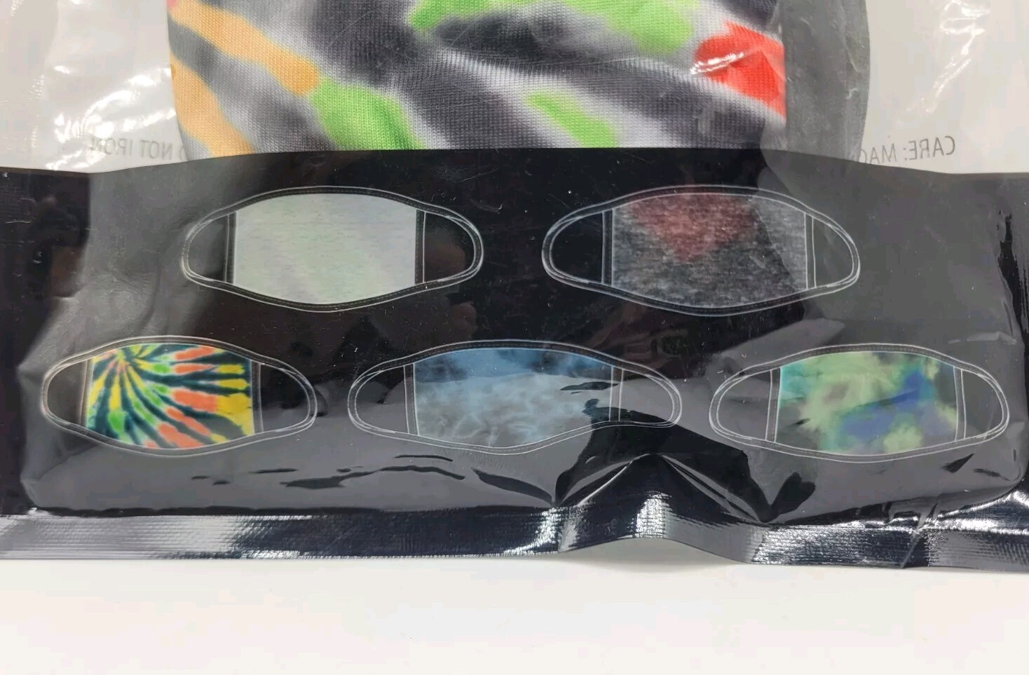 5-Pack Dark Tie Dye Polyester Face Masks Coverings By MAD Engine