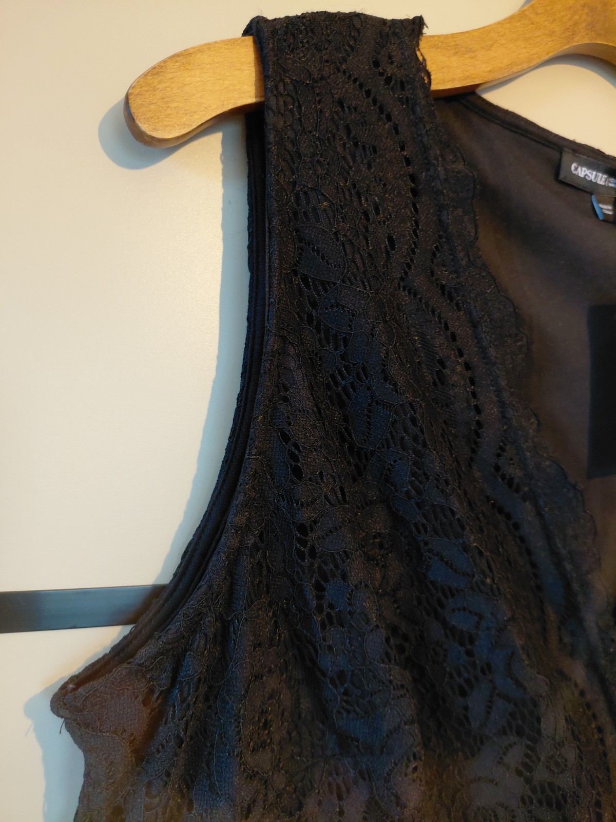 Capsule Black Lined Lace Wrap Top Knee-length Dress Size 18 Bnwt