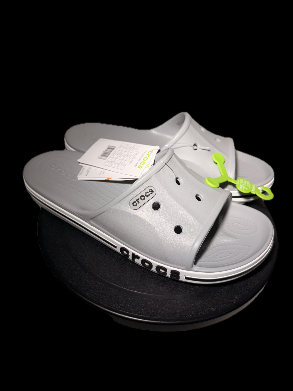 Crocs Bayaband Slide Gray White Slip On Sandals Comfort Men’s Size 9 New