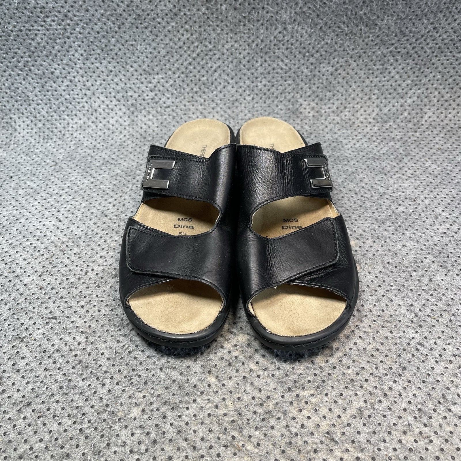 Theresia M Aloe Vera Black Leather Sandals Size 5.5 Women’s