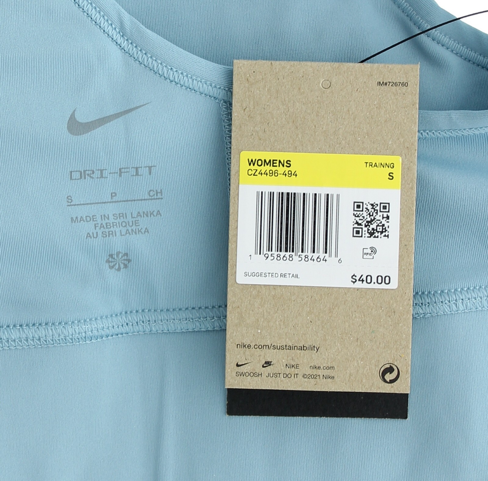 Nike Women’s Sports Bra CZ4496 Medium Support Padded Longline Athletic Logo Bra