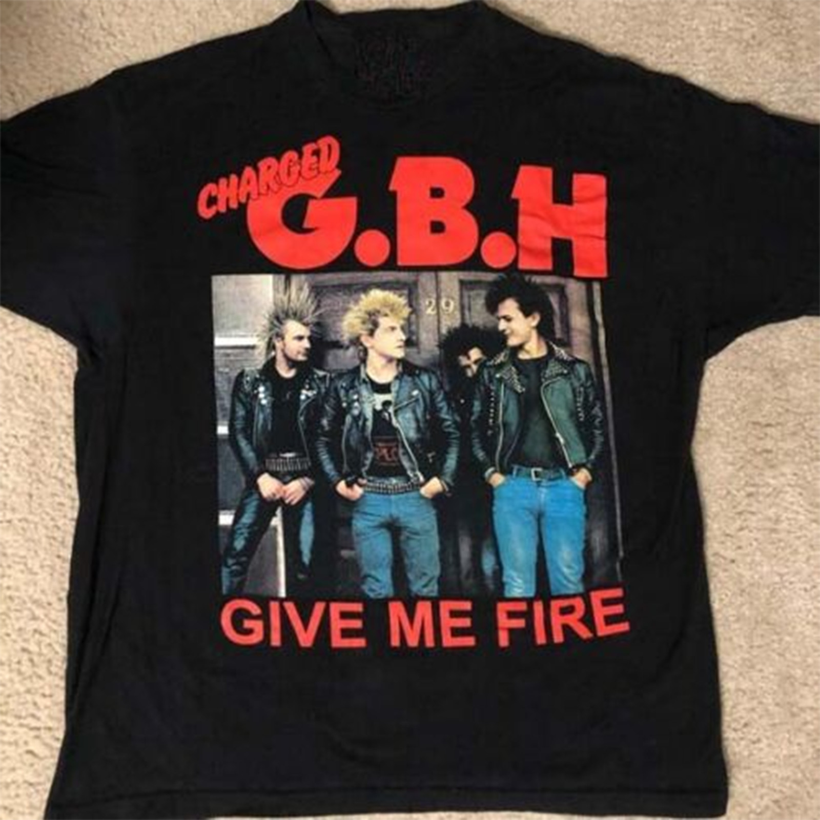 Vintage Charged GBH Give Me Fire Cotton Black All Size Unisex T Shirt AD94