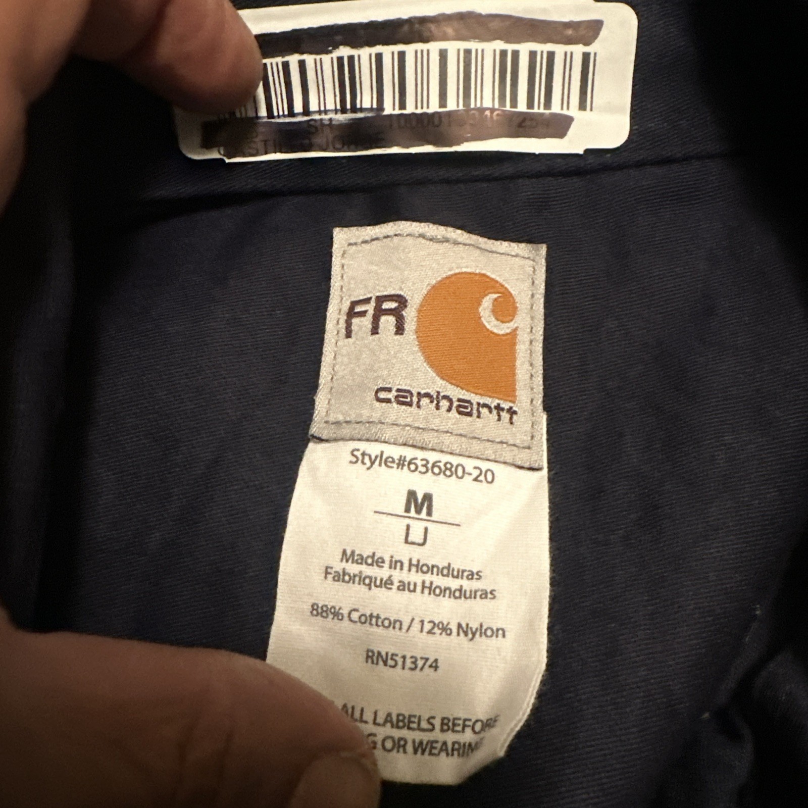 Lot Of 2 Carhartt FR Hi-Visibility Cotton Work Shirts Medium LJ CAT 2 NFPA 2112