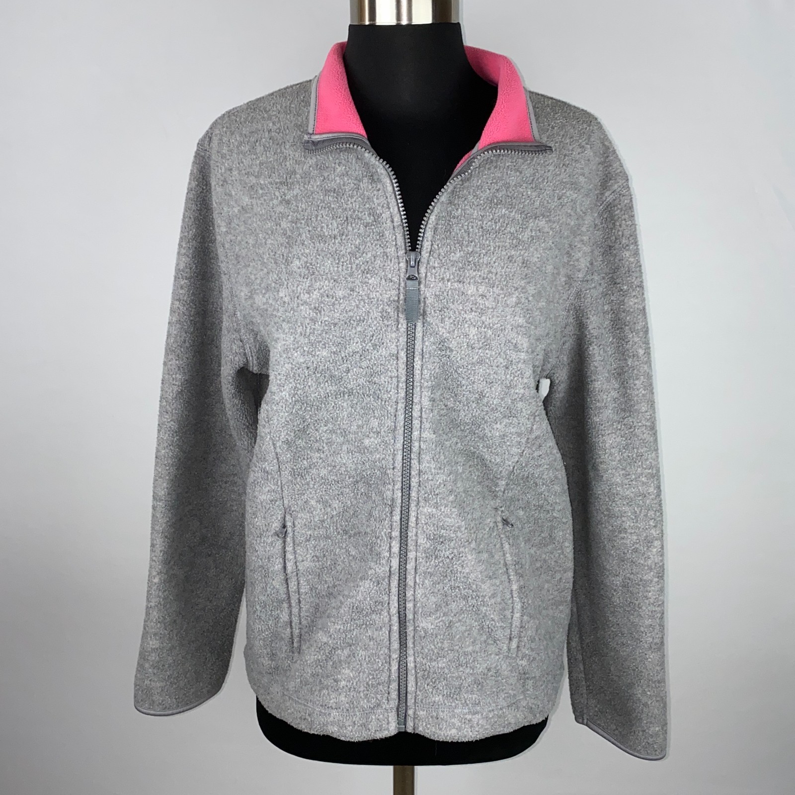 SJB Womens Zippered Front Fleece Jacket & Pockets All Seasons Casual L