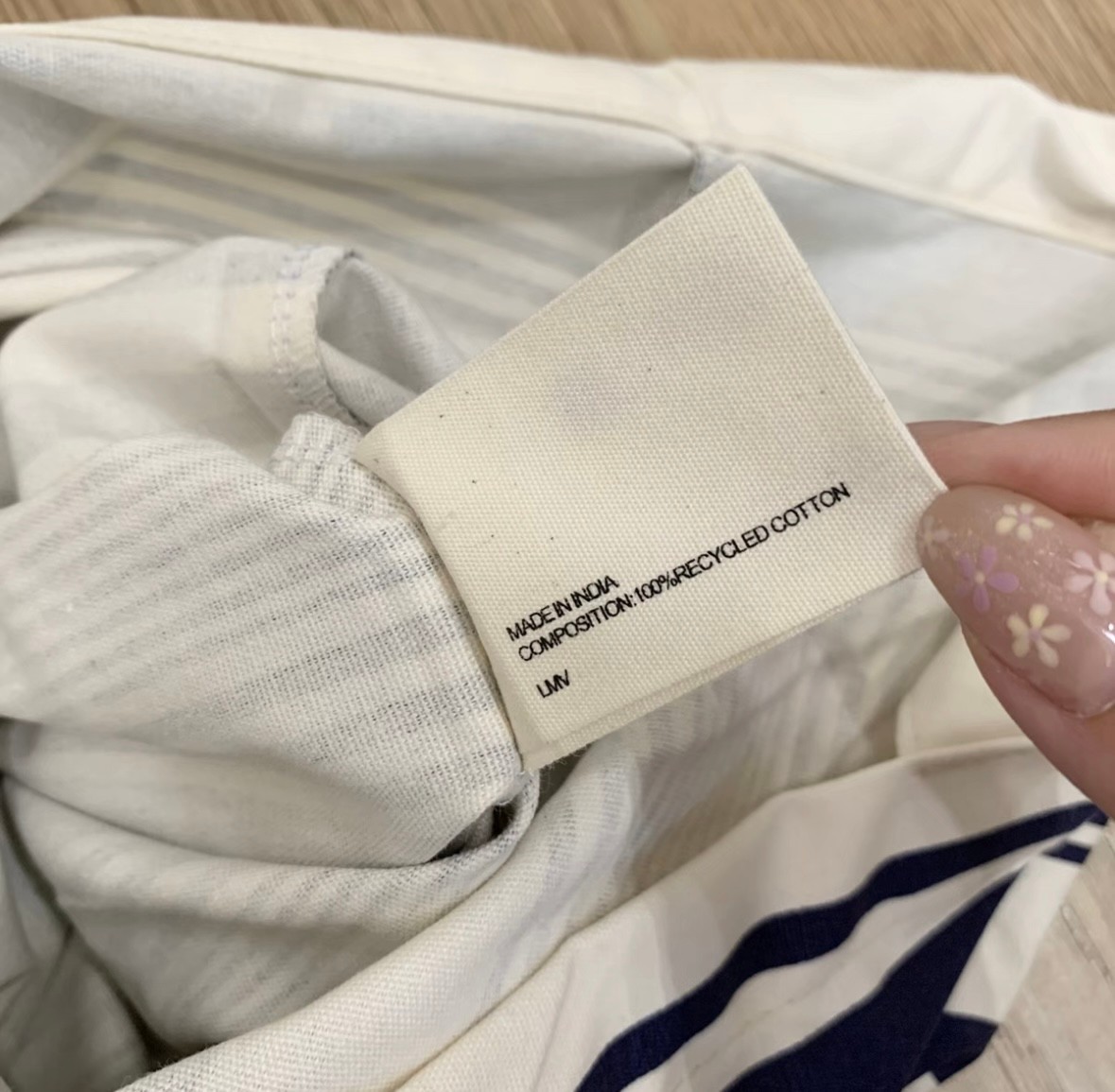 GWP CELINE BEAUTY Blue White Stripes Canvas Cotton Tote Eco Bag Novelty ~Large