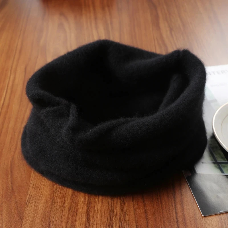 100% Pure Wool Knitted Ring Scarf Elegant Neckerscarf Female Soft Warm Cashmere