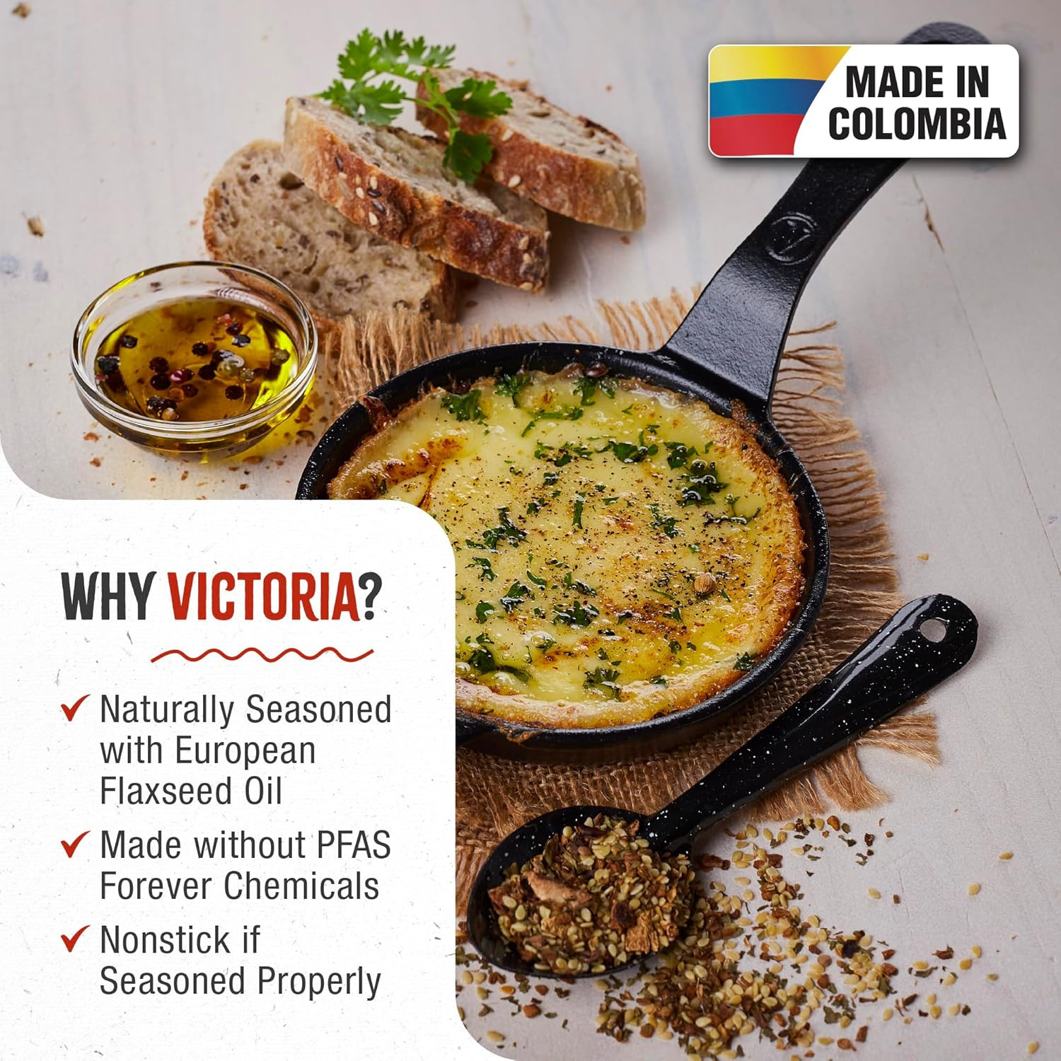 Victoria 4-Inch Cast Iron Skillet, Pre-Seasoned 4.8 Inch, Black