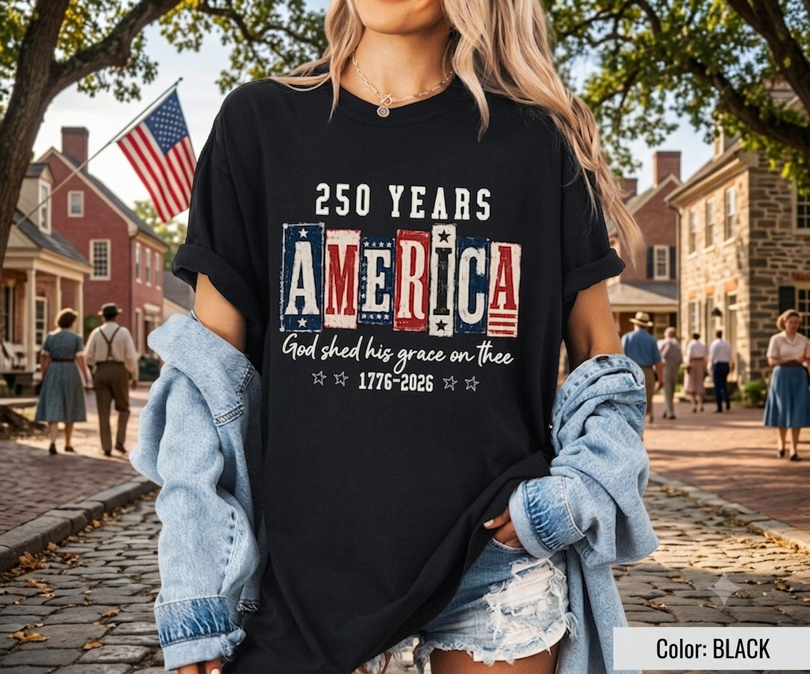 America 250 Years 1776-2026 Patriotic Vintage USA Flag Graphic T-Shirt Unisex Te