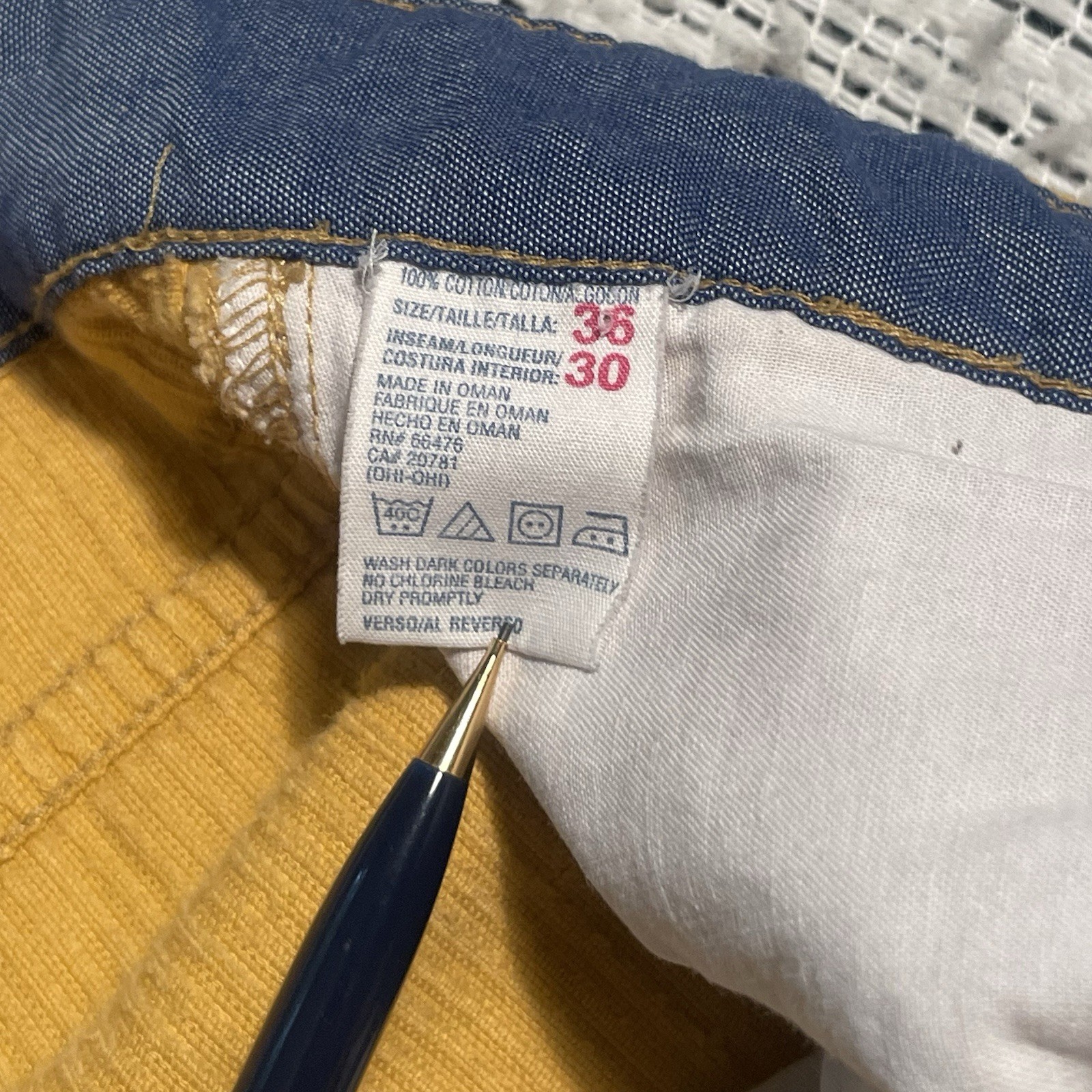 DISTRESSED Tommy Jeans Men’s Yellow 90s wide Corduroy Pants 36w vtg street style