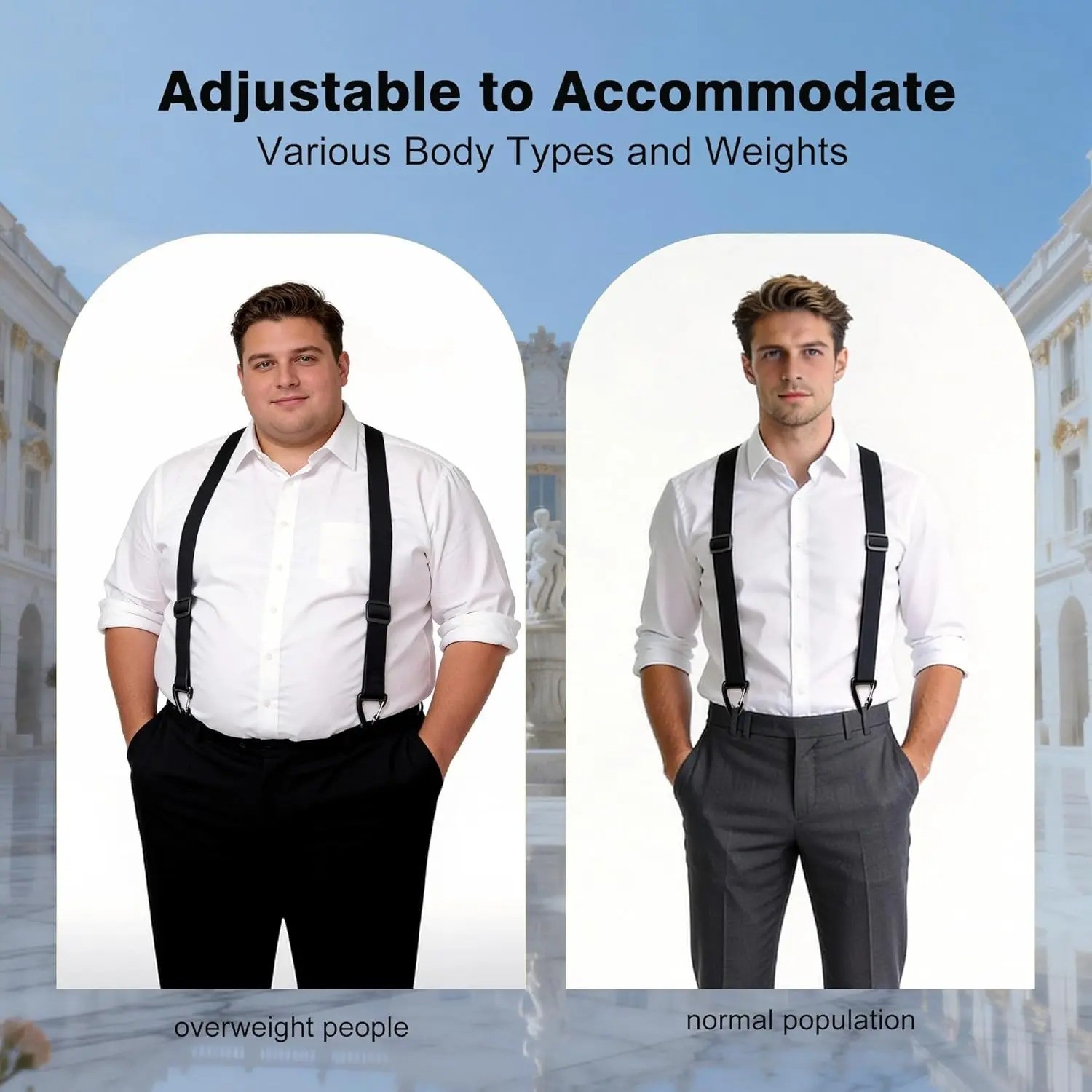 Heavy Duty Suspenders for Men Adjustable Elastic Y/X Back Work Hidden Undershirt