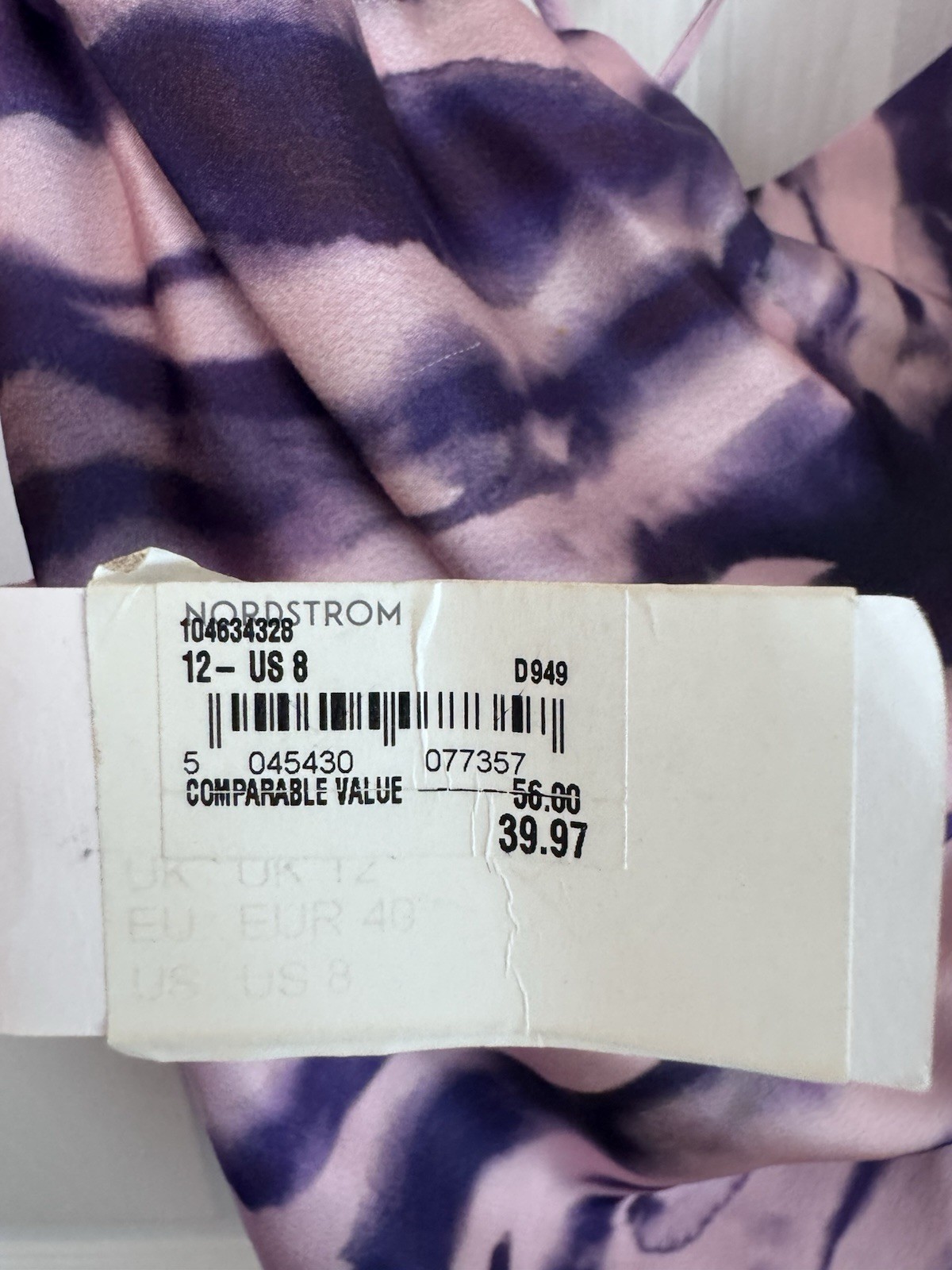 Topshop Purple Swirl Tie Dye Satin Strappy Sexy Slip On Mini Dress Womens 8