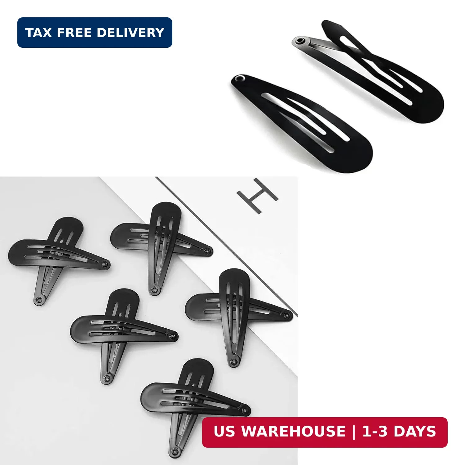 70 Pack 2 Inch Barrettes Women Metal Snap Hair Clips Accessories, Tuefuzy Black