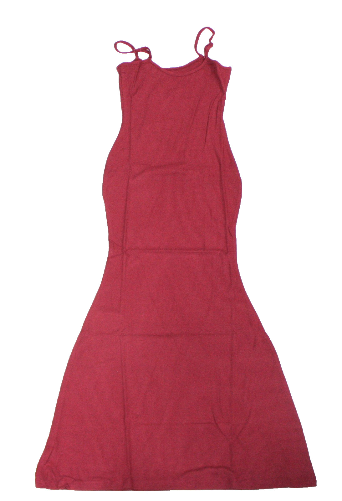 WeColor Red Ribbed Adjustable Spaghetti Strap Midi Bodycon Dress Size Medium