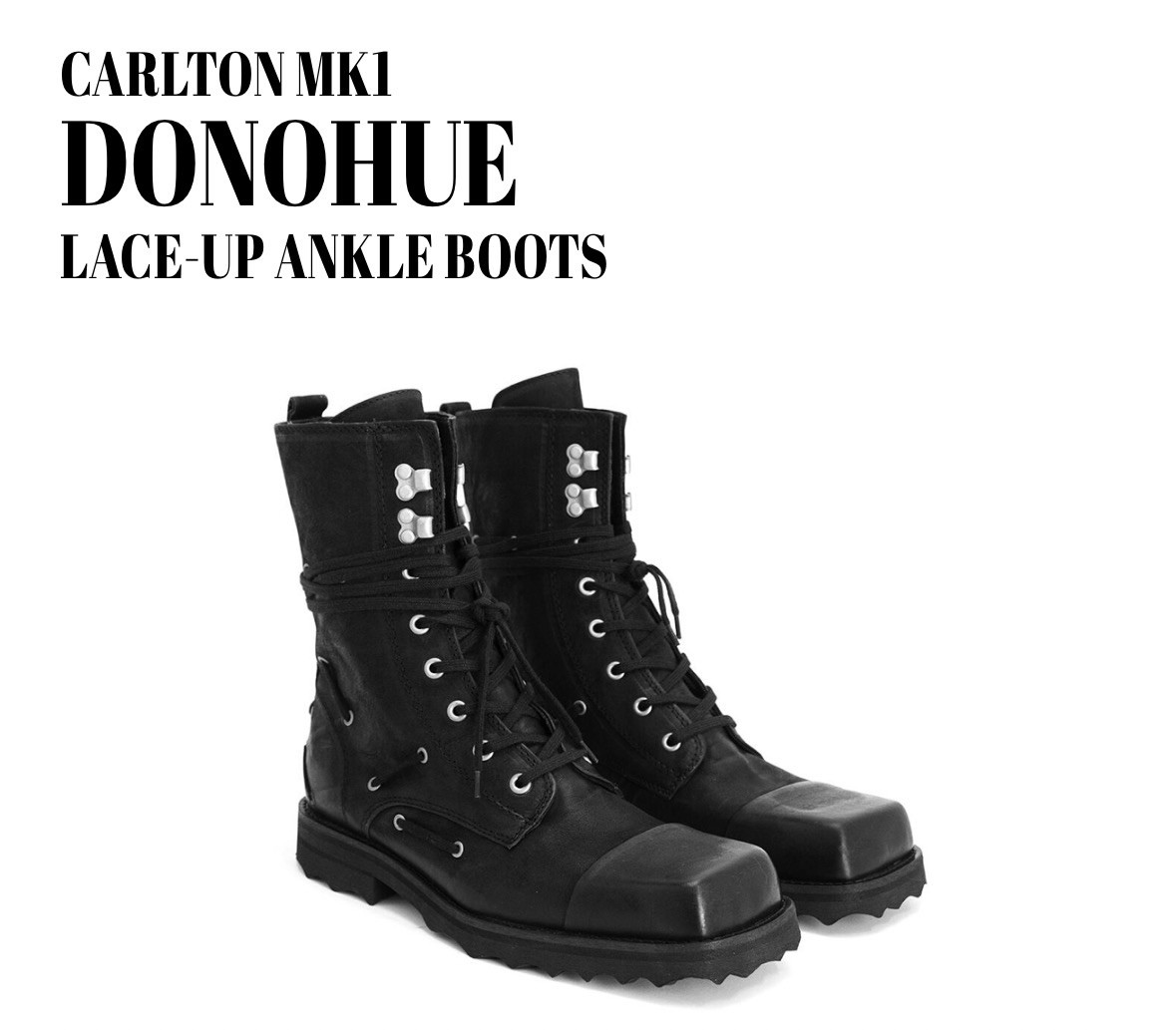 Fluevog NEARLY NEW Carlton MK1 Donohue black lace-up boot w/ lace detail W8/M6