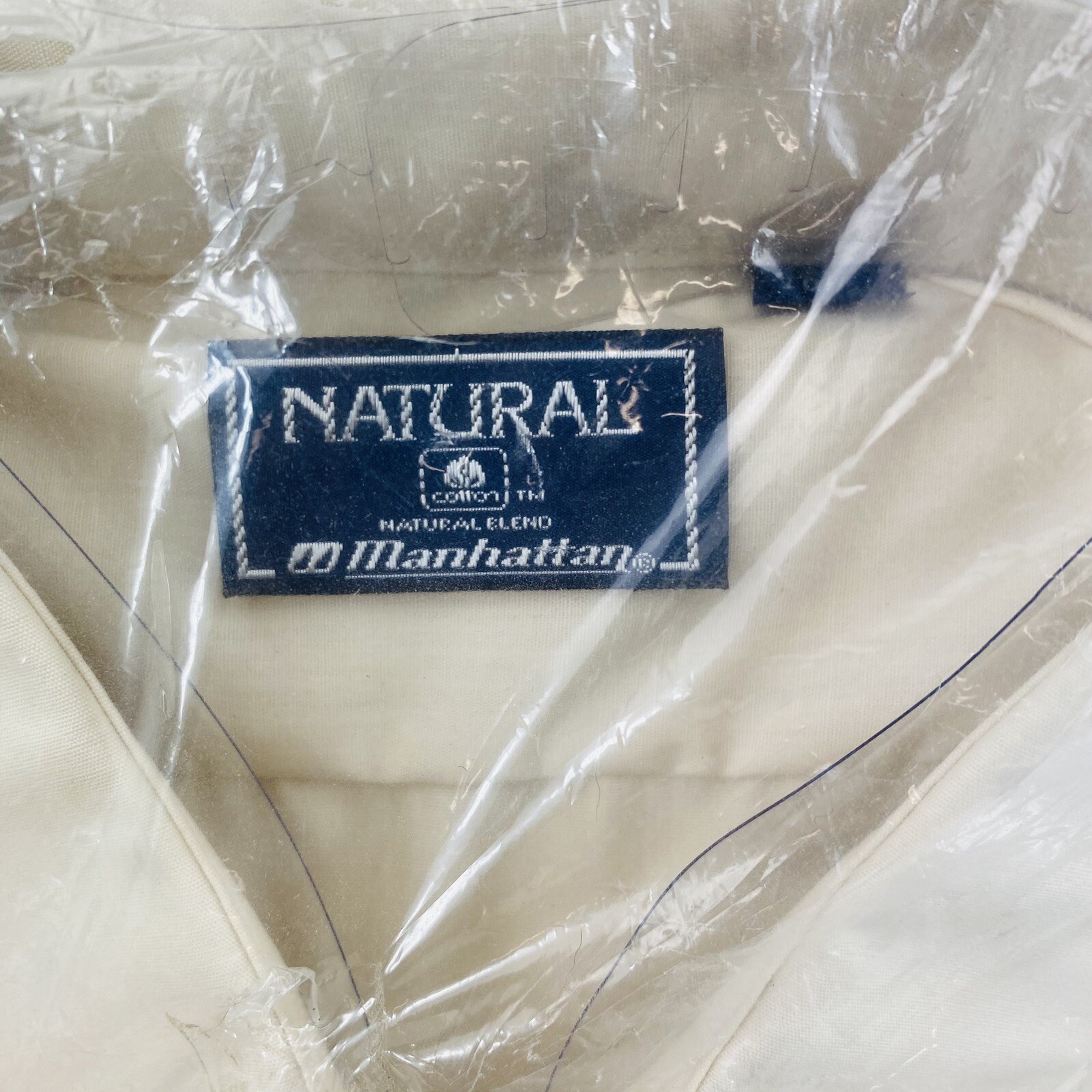 Vintage Manhattan Natural Blend Permanently Pressed Beige Shirt 16.5″