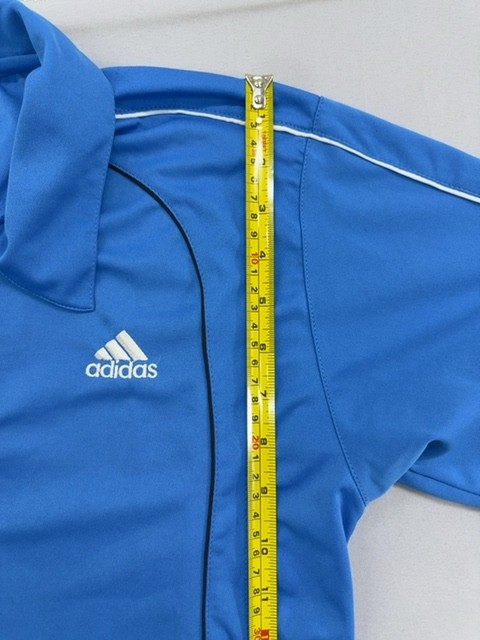 Adidas Polo Shirt Blue 3-Stripes Short Sleeve Size M 100% Polyester