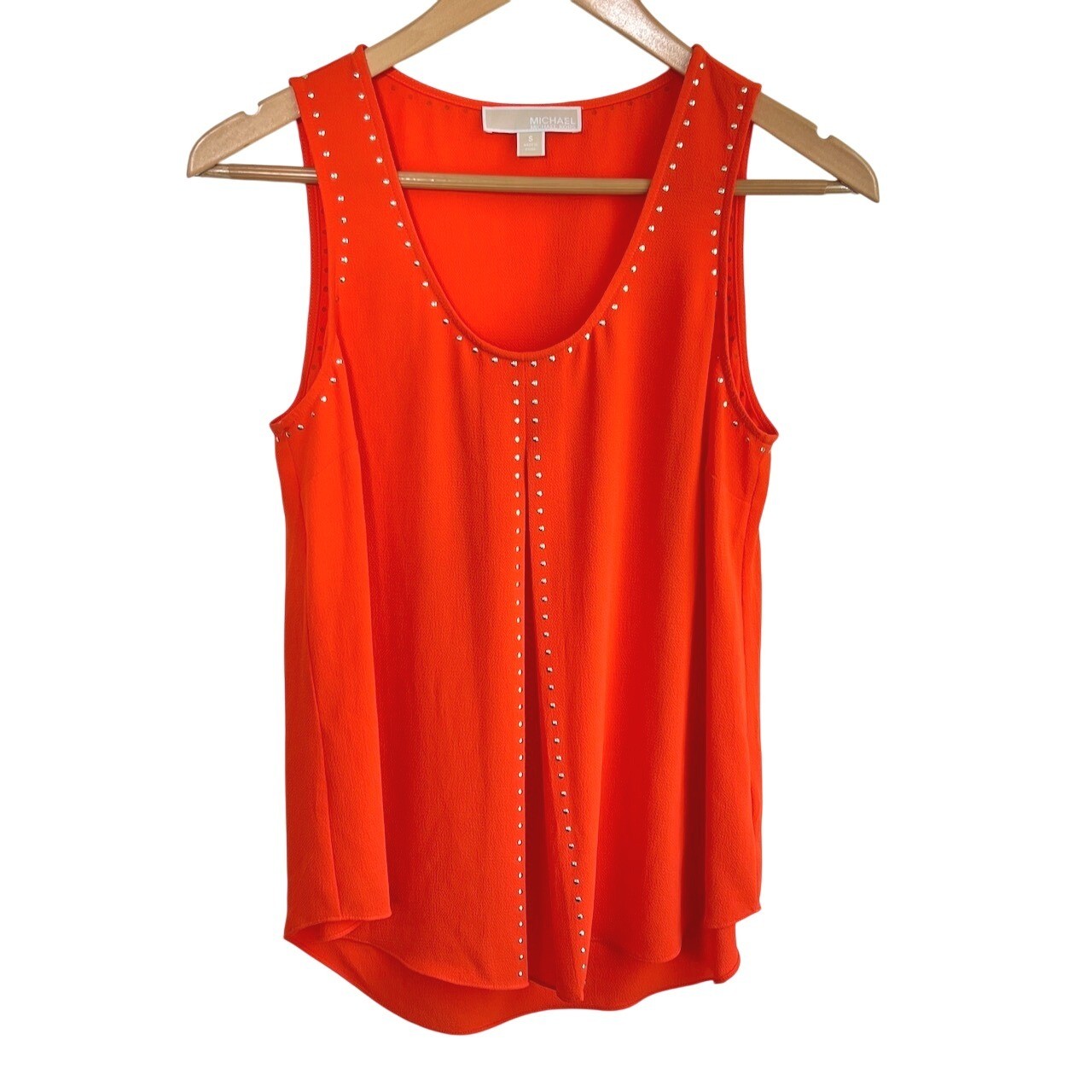 MICHAEL Michael Kors Orange Studded Tank Top Small Sleeveless Stud Embellished
