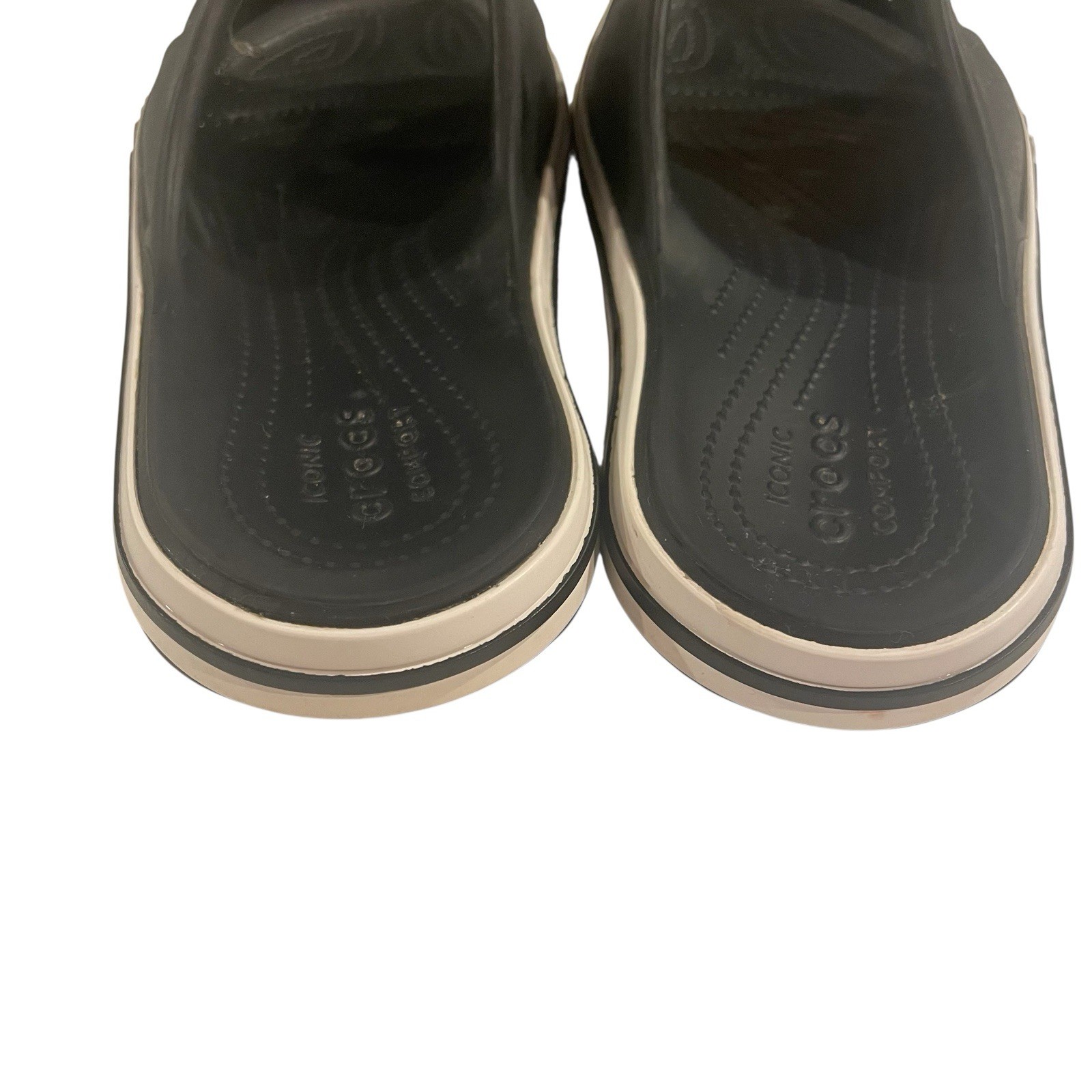 Crocs Unixes Adult Bayaband Slides Black & White Sandals W8/M6 Beach Resortwear