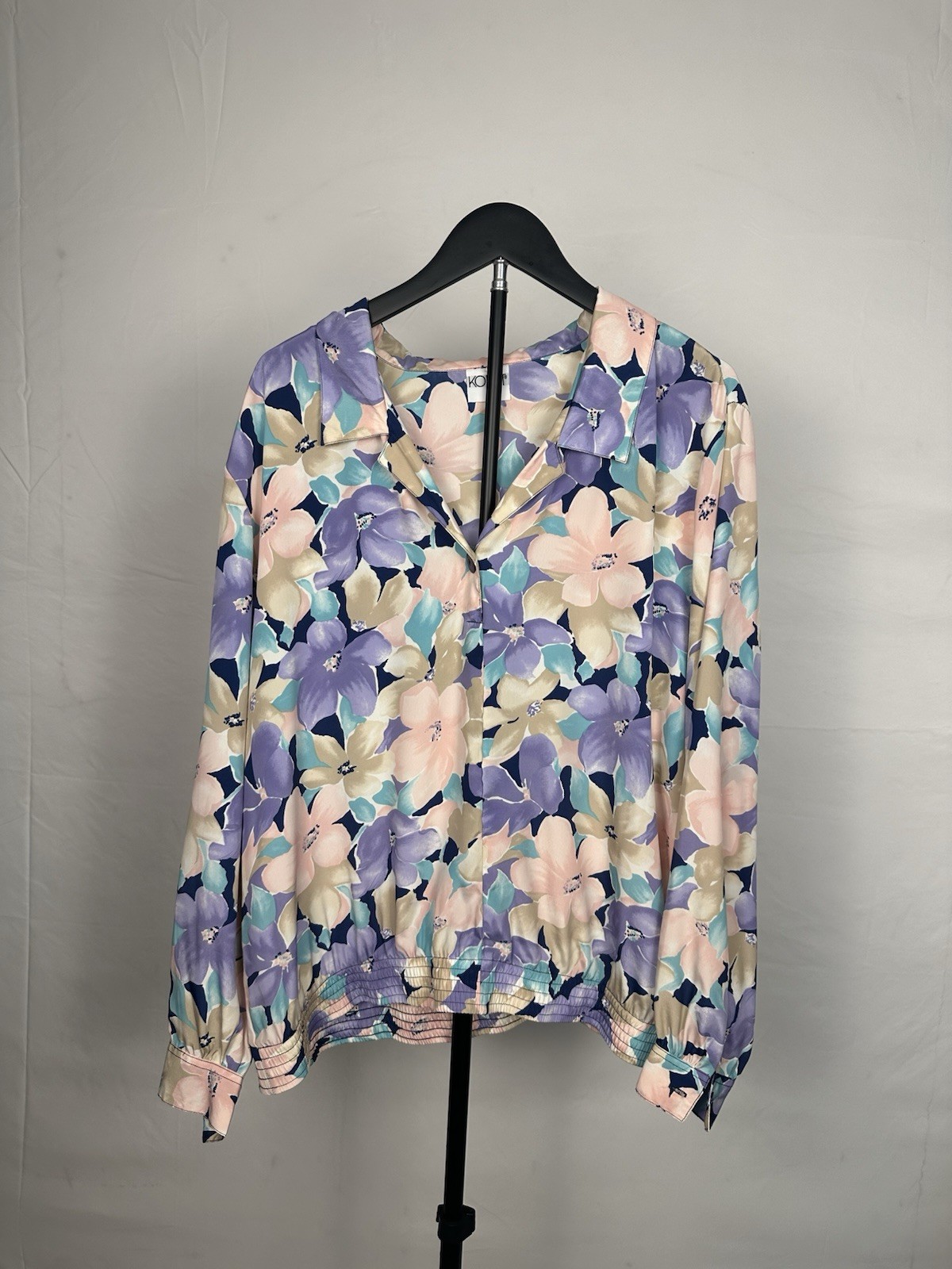 Koret Lavender Multi Floral V-Neck Blouse Size XL