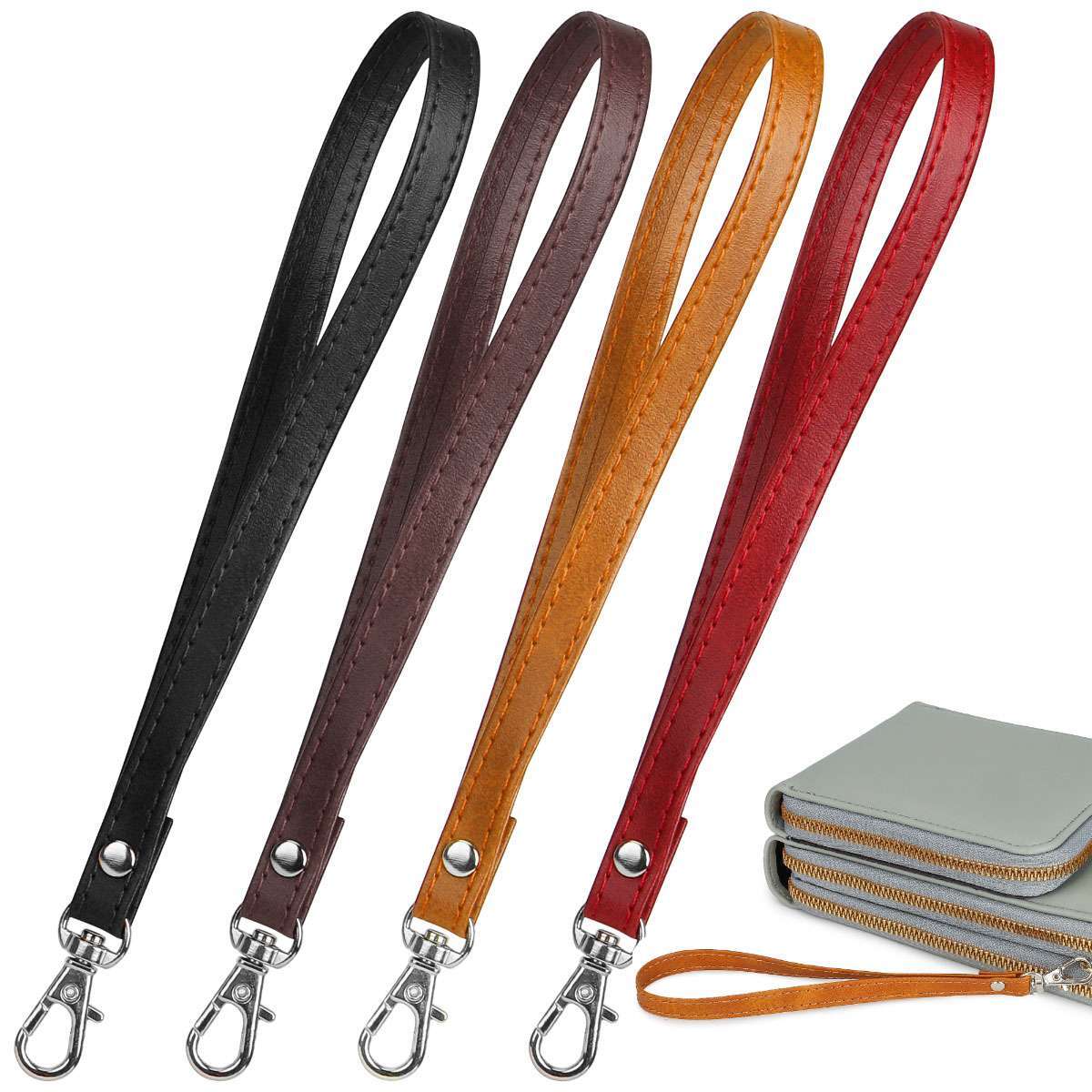 US Leather Buckle Wrist Strap Replacement Hand Free Wristlet for Purse Wallets