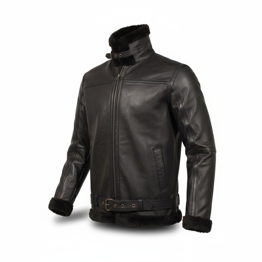 RAF Aviator B3 Bomber Jacket Men Real Sheepskin Leather Flying Pilot Jacket Coat