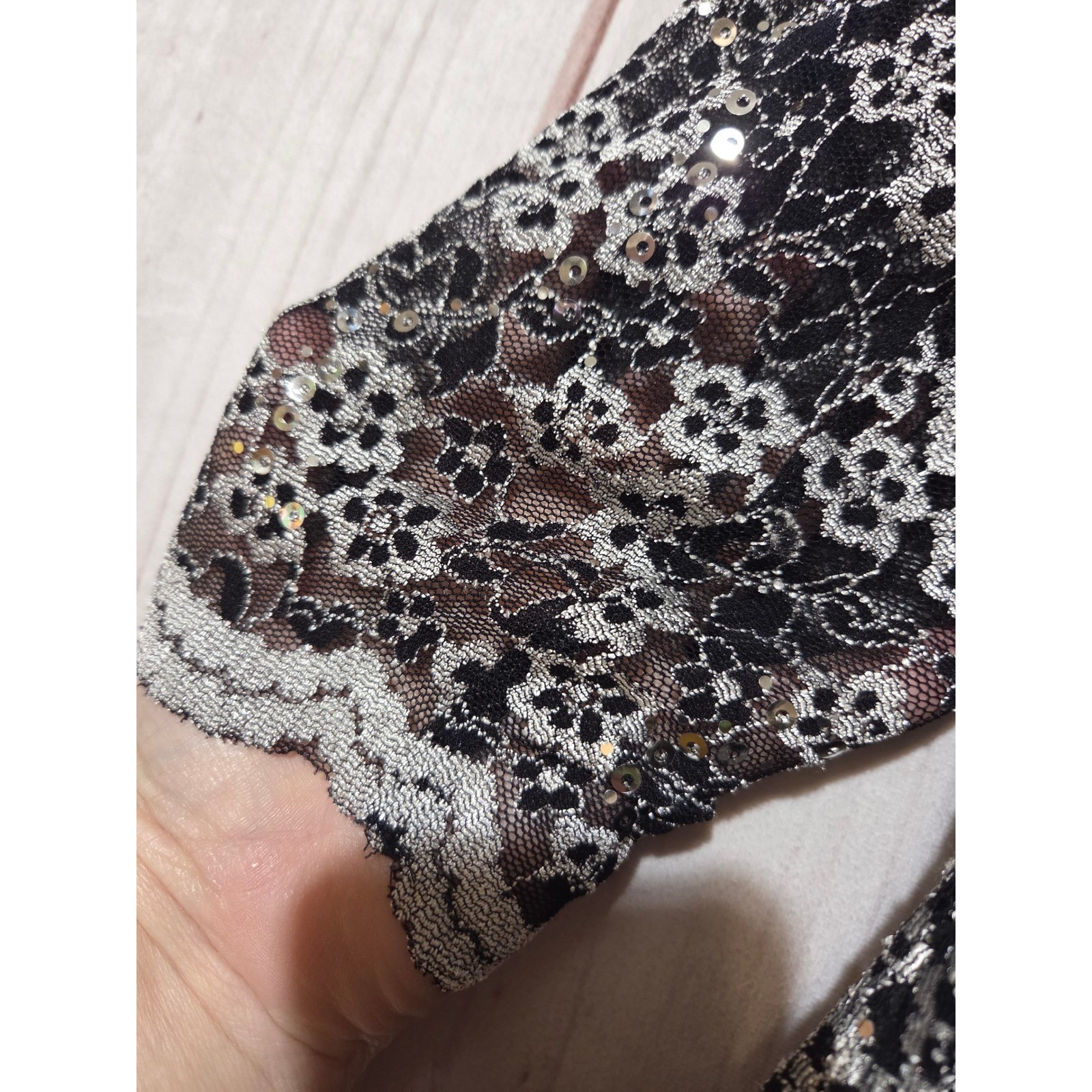 ALX Evening Shirt Sequined Lace Embellished Party Special Occasion Ladies Small