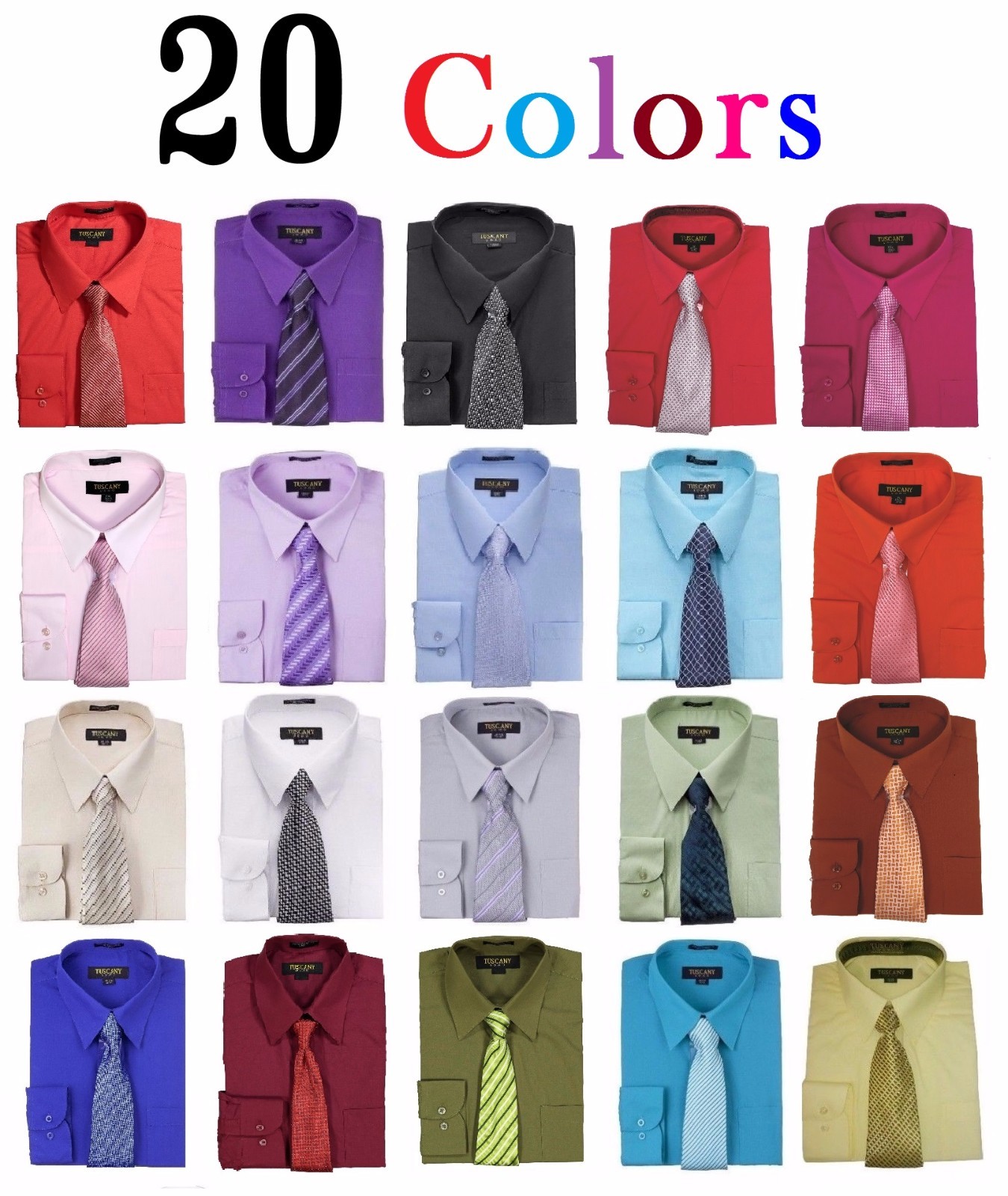 Men’s Dress Shirts With Matching (Random design) Tie Set Cotton Blend Shirt Set