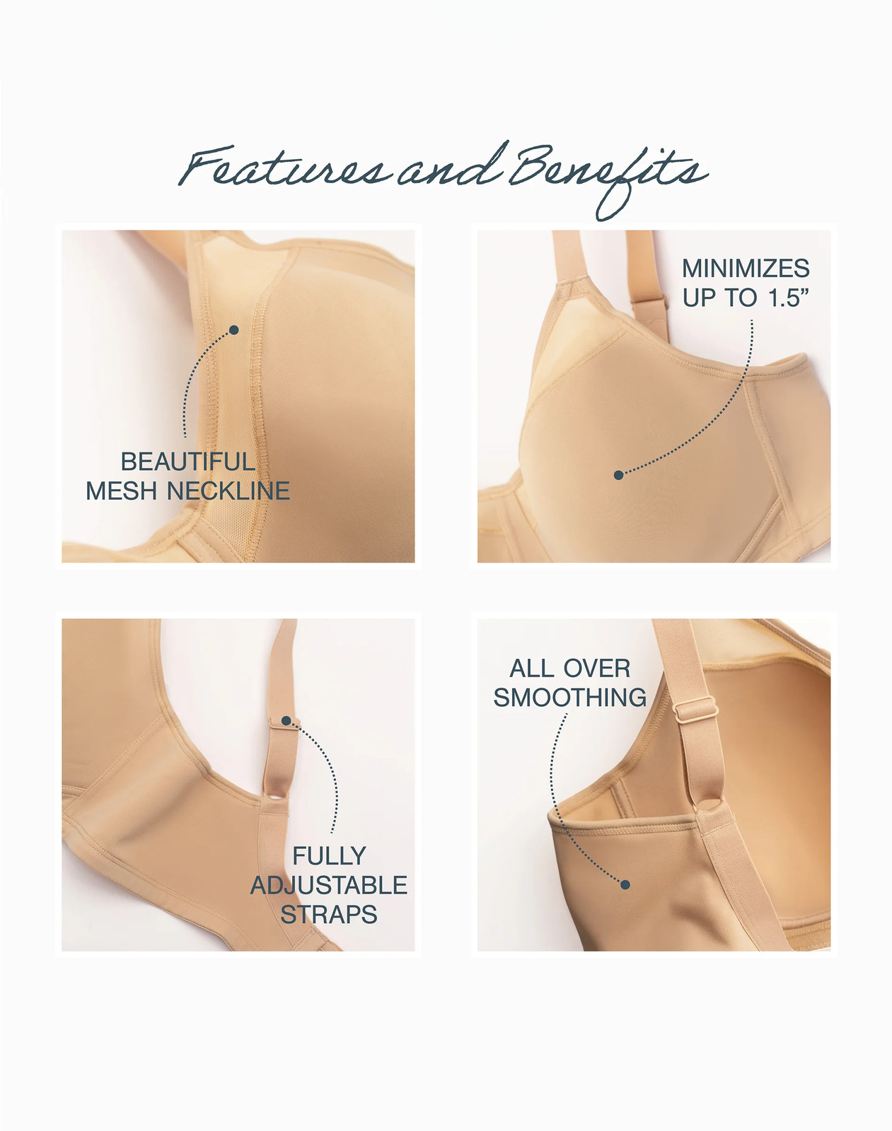 Playtex Wirefree Bra 18 Hour Smoothing Minimizer TruSUPPORT Fully adjustable