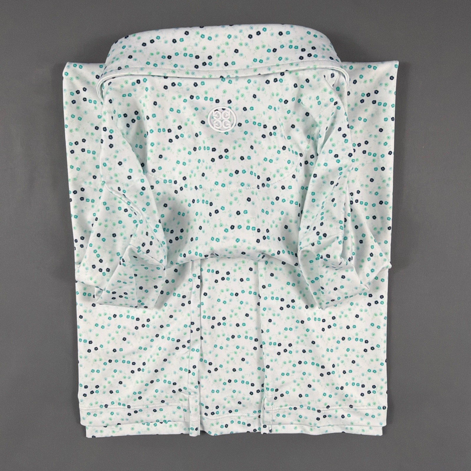 G/Fore G4 Golf Shirt Polo Chest Logo Floral Print Large Siren NWT MSRP $120