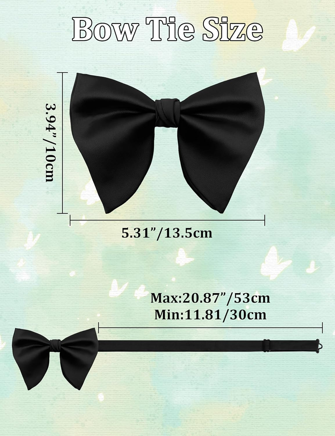 Black Bow Ties for Men Solid Color Pre-Tied Adjustable Bowtie Clip on Bow Tie Fo