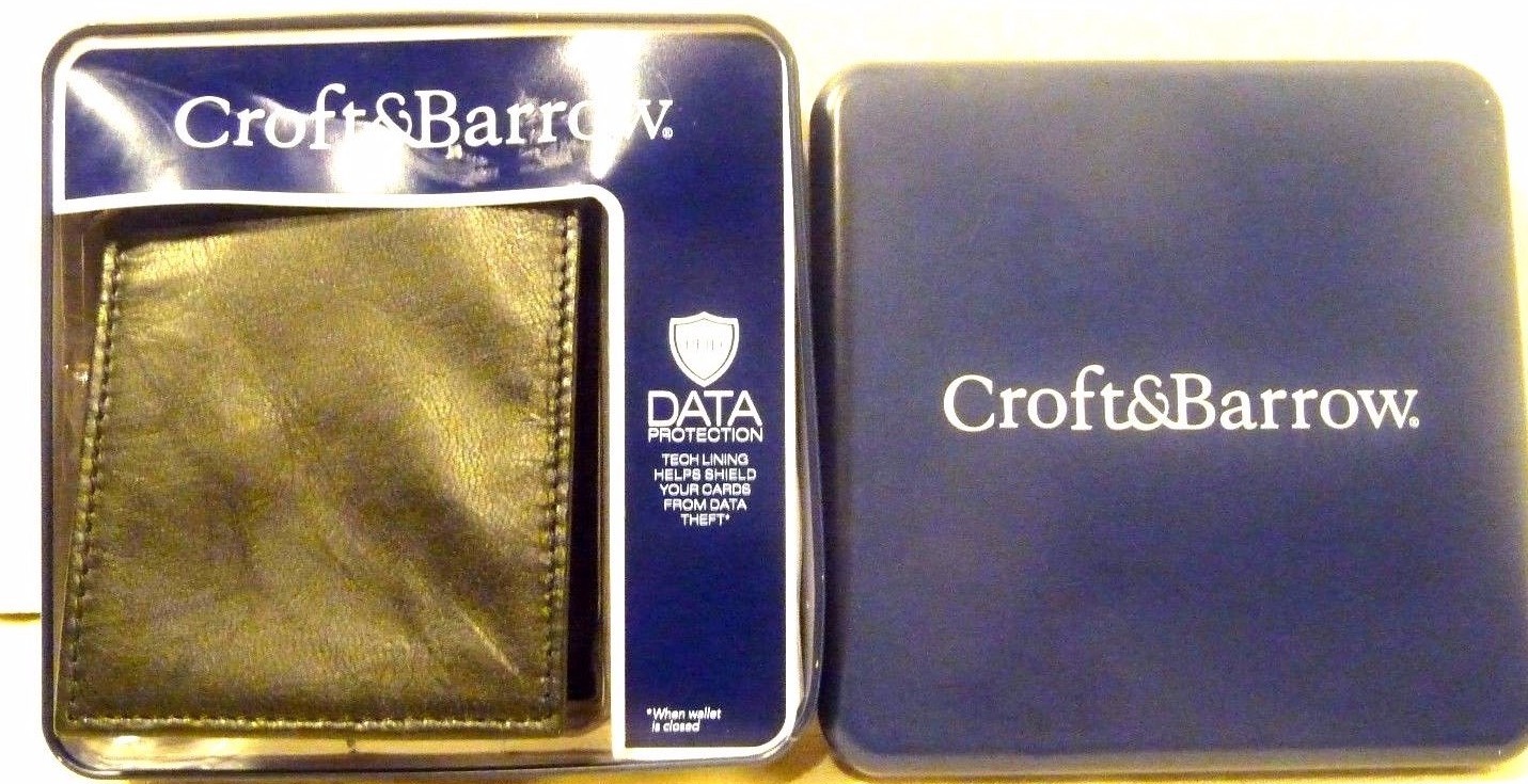 CROFT & BARROW BLACK LEATHER X-CAPACITY SLIM FOLD WALLET NEW IN BOX WITH TAGS