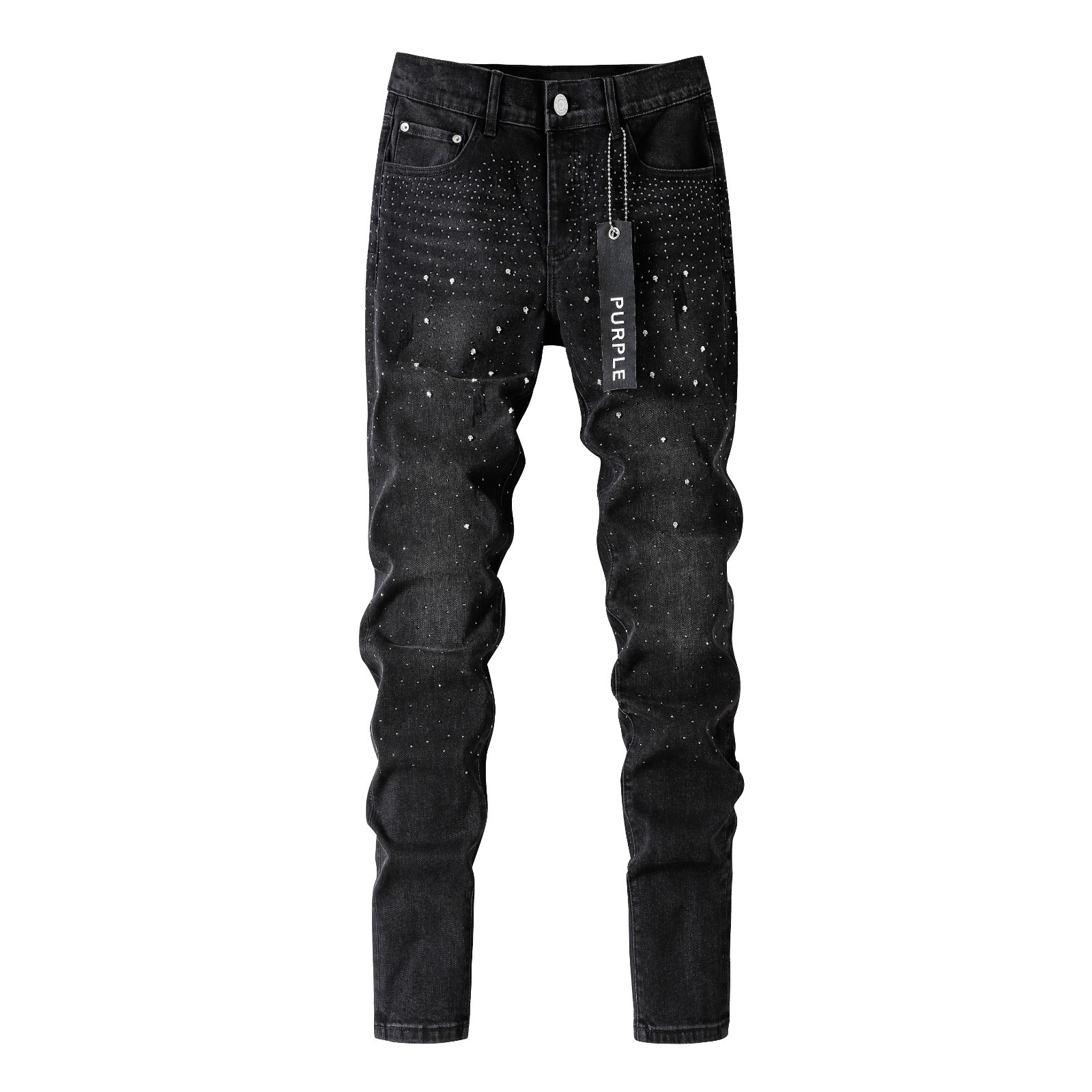2026 New Purple brand Men’s personalized Rhinestone Leisure fashion jeans