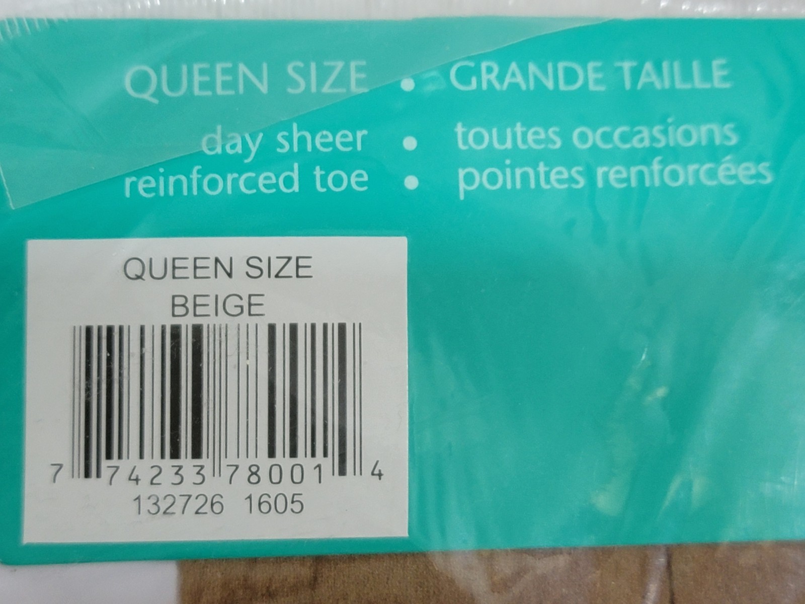 Vintage Sophi Queen Size Day Sheer Pantyhose Reinforced Toe Beige 160-190lbs