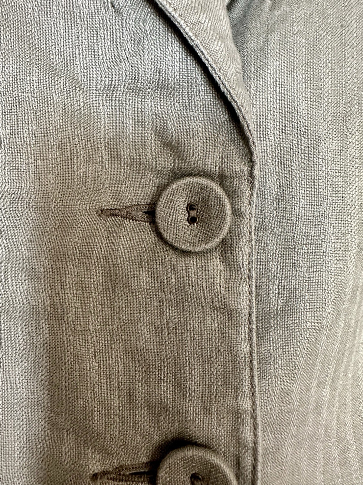 Long Tall Sally Olive Green 100% Linen Pinstripe Blazer UK 12 VGC Fully Lined