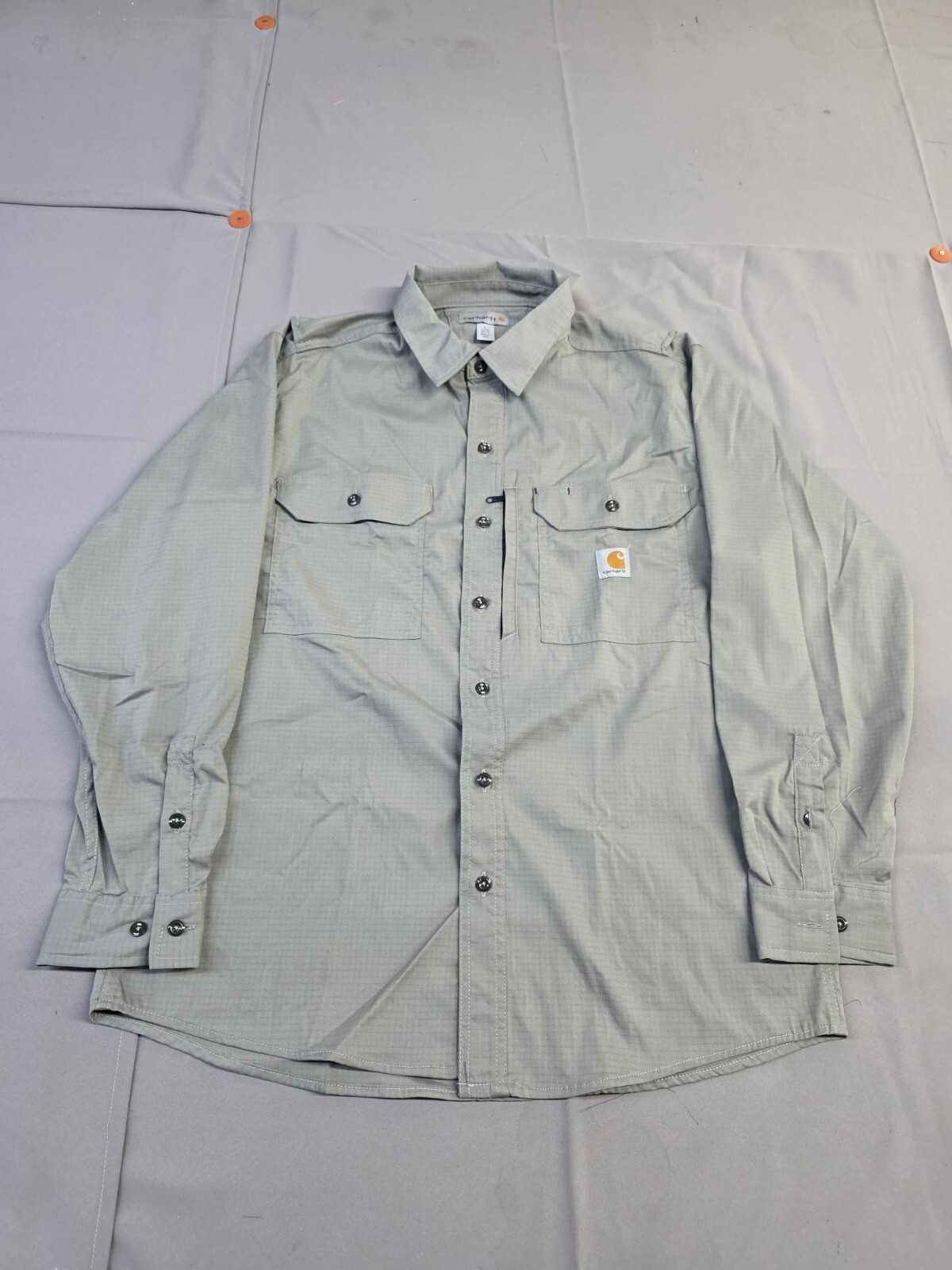 Carhartt Mens Long-Sleeve Button-Down Work Shirt, Gray