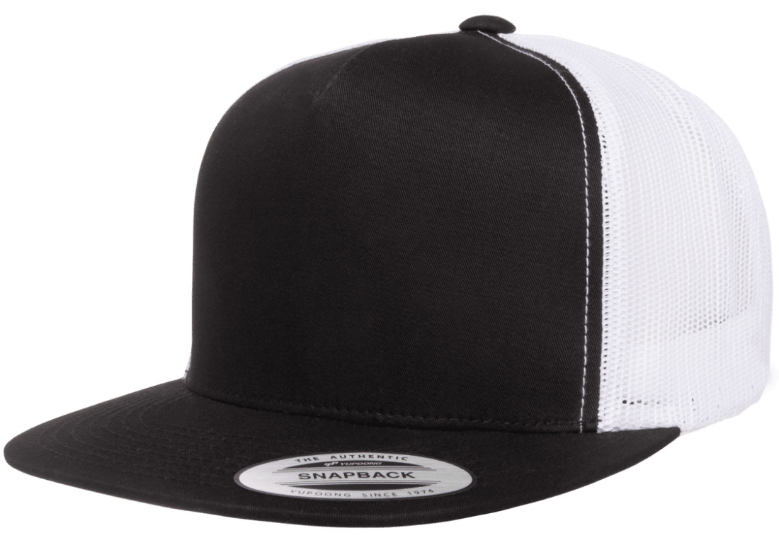 YP Classics Flat Bill Trucker Cap Yupoong Meshback Snapback Hat 6006 5-Panel