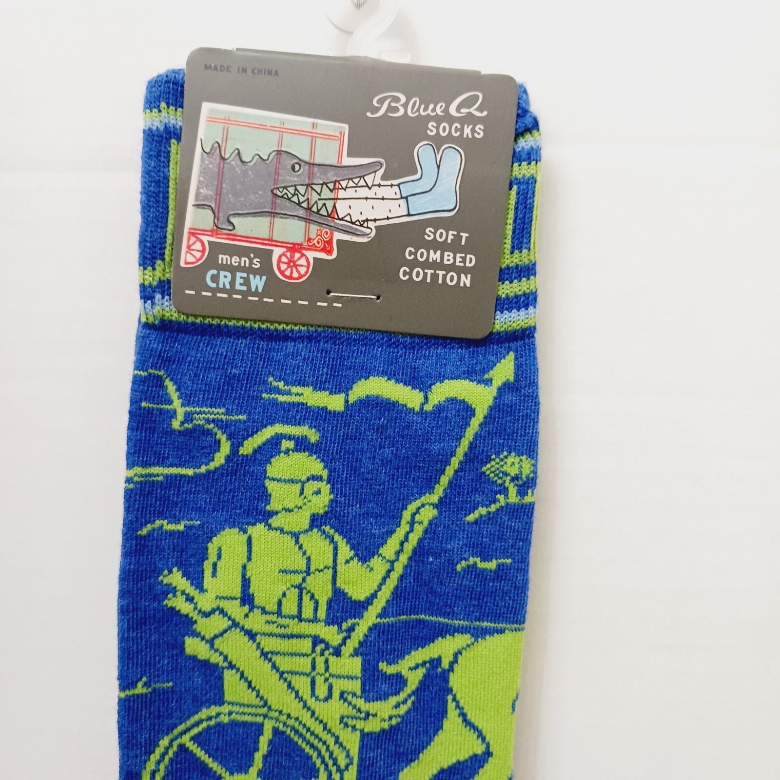 Sock Blue Q Crew Men Hark Microbrewery Chariot Horse Roman Greek Cotton Comfort