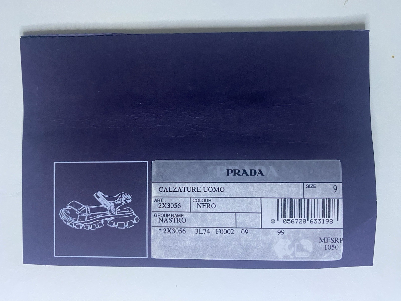 Men’s Size 10 US (9 UK) PRADA Lug-Sole Sport Sandals New In Box Black