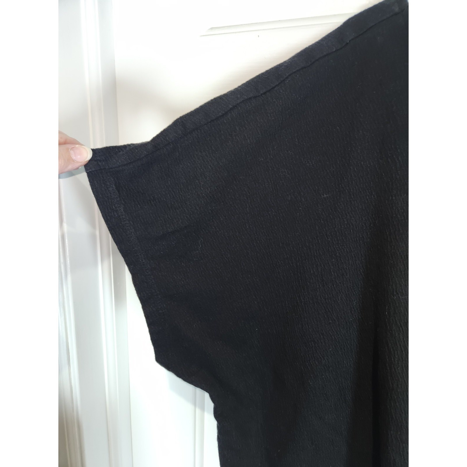 Women’s sz 2X Black Short Capped Sleeved Shirt Front Ties by Allison Daley As Is