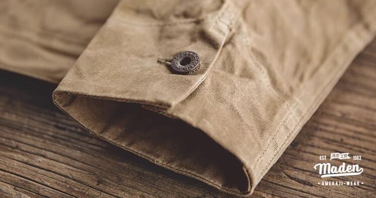 Maden Men’s Waxed Canvas Cotton Jacket Military Work Jacket Khaki high quality