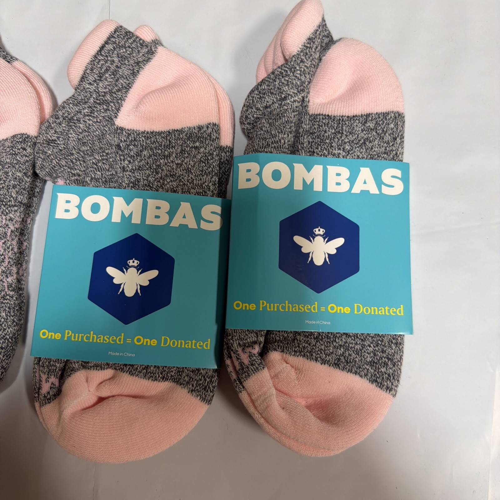 4 Pack Bombas All-Purpose Ankle Socks – Women’s Medium – Grey / Light Pink