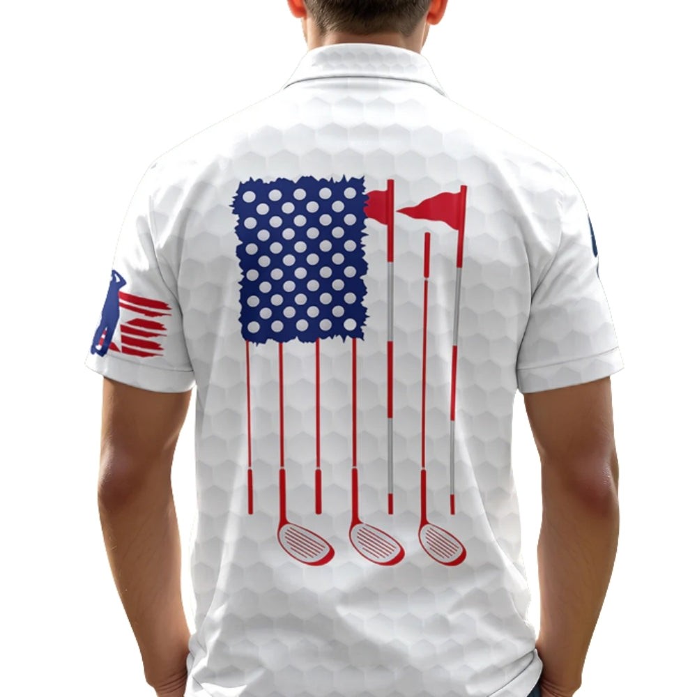 Custom Name American Flag Argyle Golf AOP Shirt Polo Shirt Fullsize S-5XL