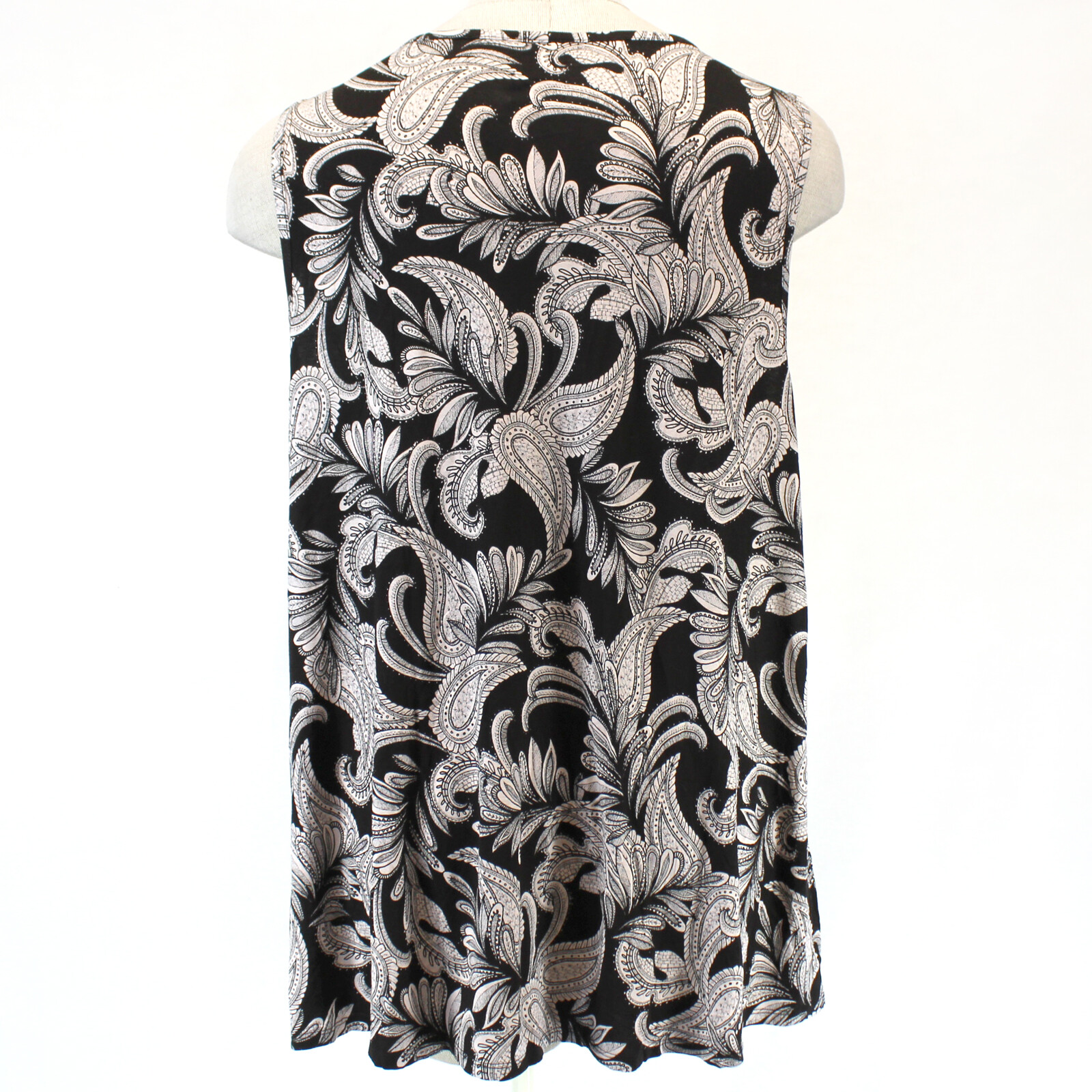 Jones NY Plus Bronze/Black Paisley Sleeveless Splitneck Top 2X Spring Summer