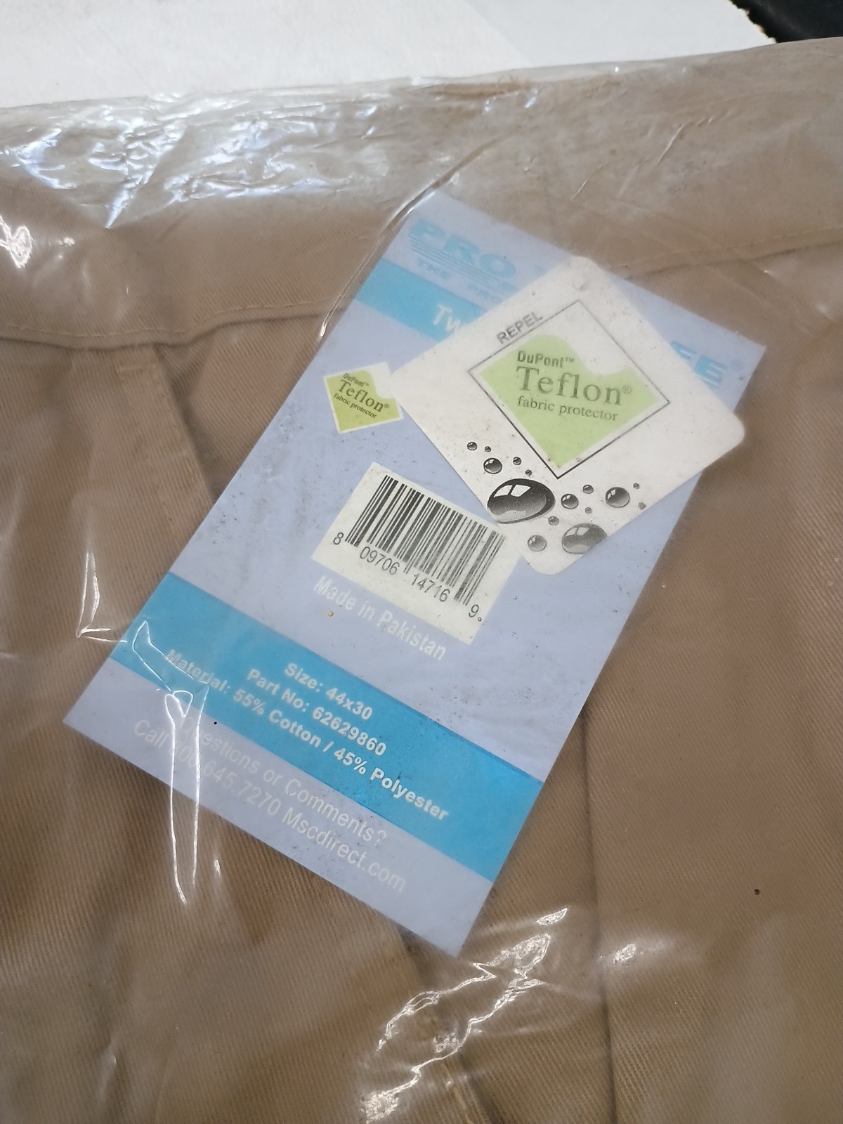 Twill Pants in Khaki Teflon Fabric Protection Casual Work Pro Safe 44 x 30