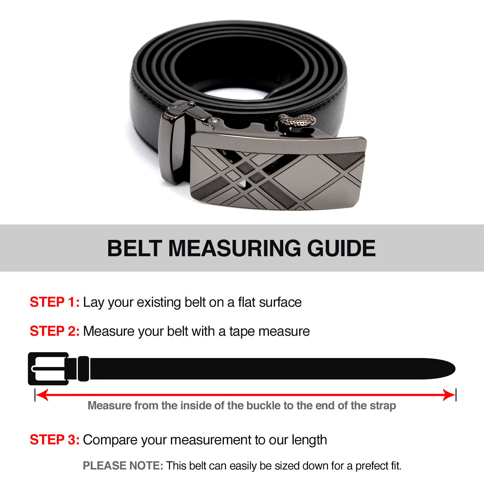 Fashion Men’s Automatic Real Leather Ratchet Belt Strap Jeans Waistband Gift