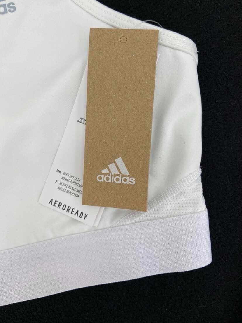NEW Adidas White Aeroready Alphaskin Racerback Elastic Sports Bra Band Women’s M