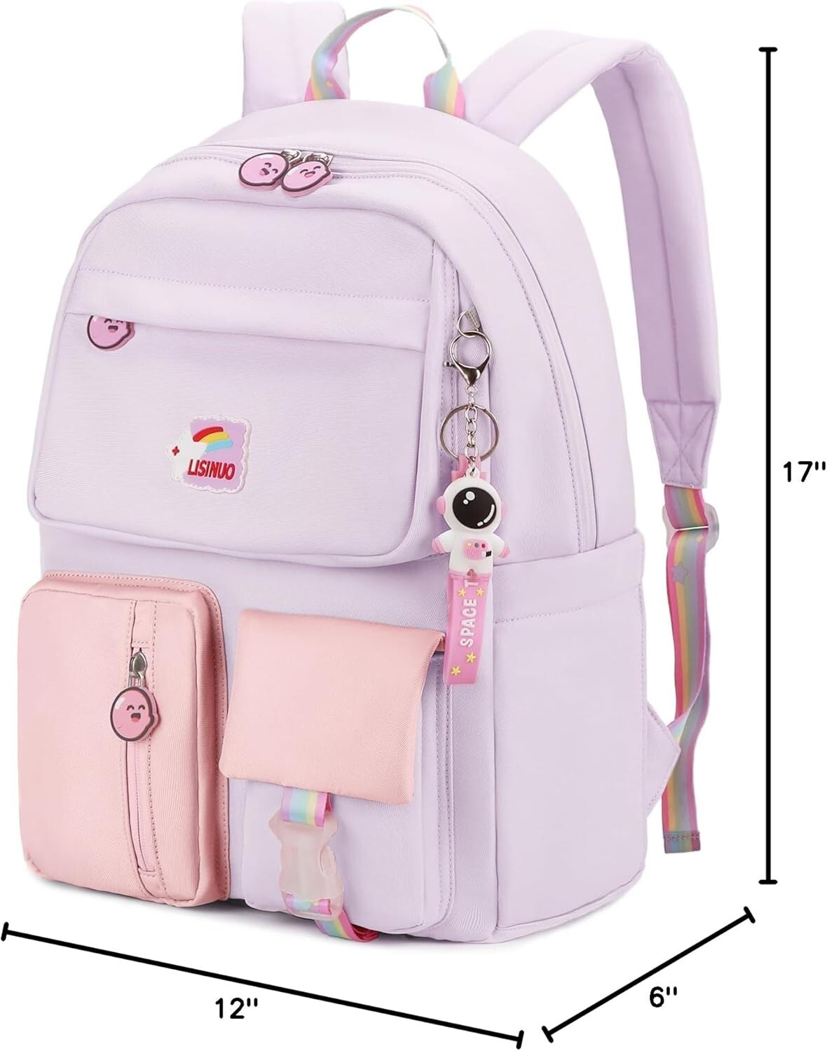 Kids Girls Backpack Back to School 17in Large and Durable Cute Purple