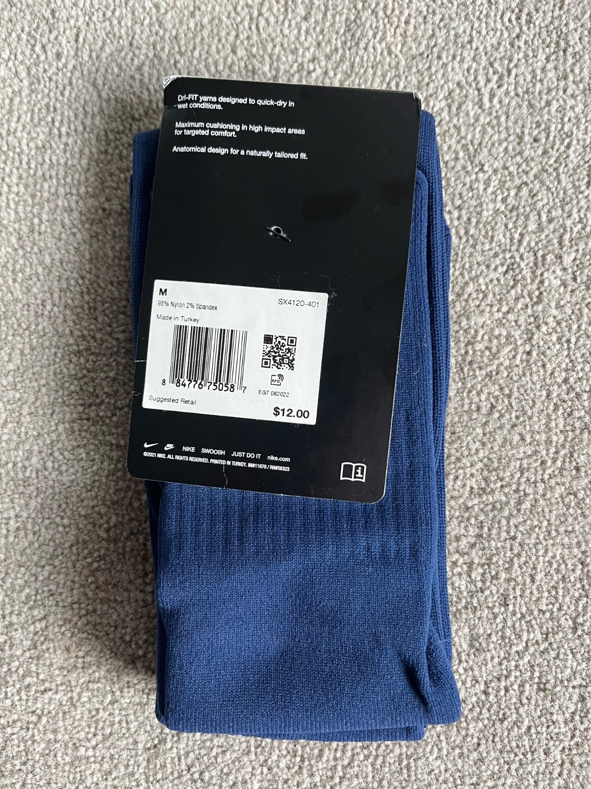 Nike Academy Soccer Socks Midnight Navy Blue Unisex Medium – one pair – NWT